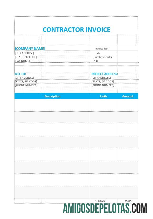 para download Modelo de fatura do contratante